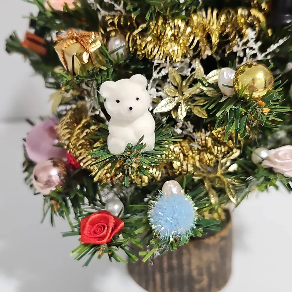 Artificial Tabletop Decorated Christmas Tree Santa Claus Topper Retro Kitsch